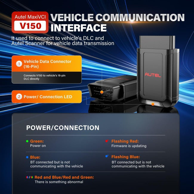 2025 Autel MaxiVCI V150 Wireless Dongle VCI 150 OBD2 Connector Adapter Car Communication Interface for MK900BT MP900BT MP900Z-BT MP900TS TS900