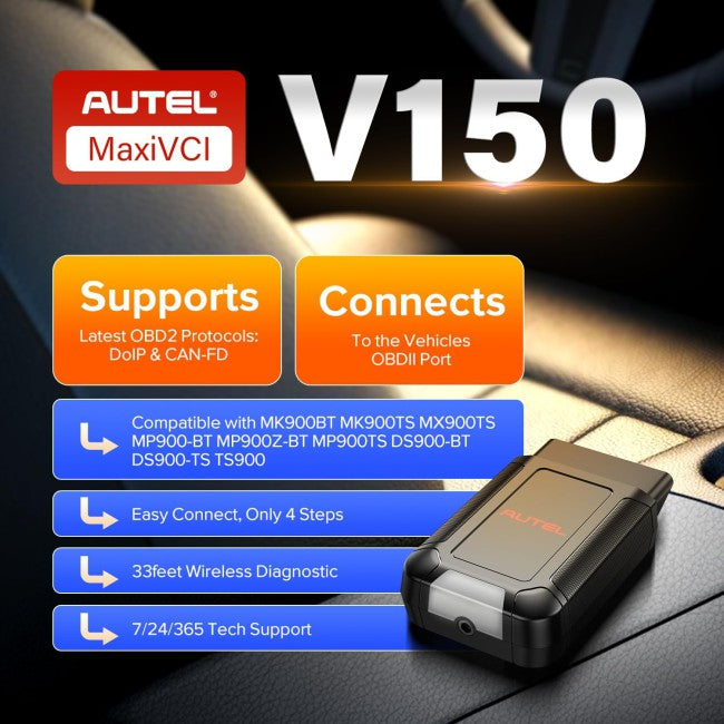2025 Autel MaxiVCI V150 Wireless Dongle VCI 150 OBD2 Connector Adapter Car Communication Interface for MK900BT MP900BT MP900Z-BT MP900TS TS900