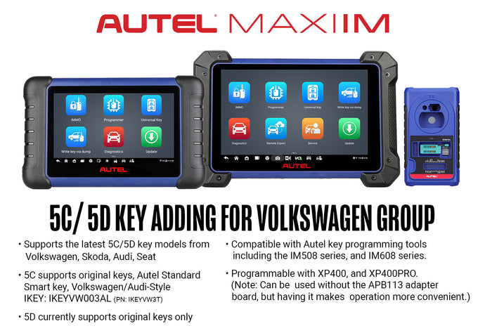 How can I add a VAG MQB49 (5C/5D) key using Autel IM508/IM608?