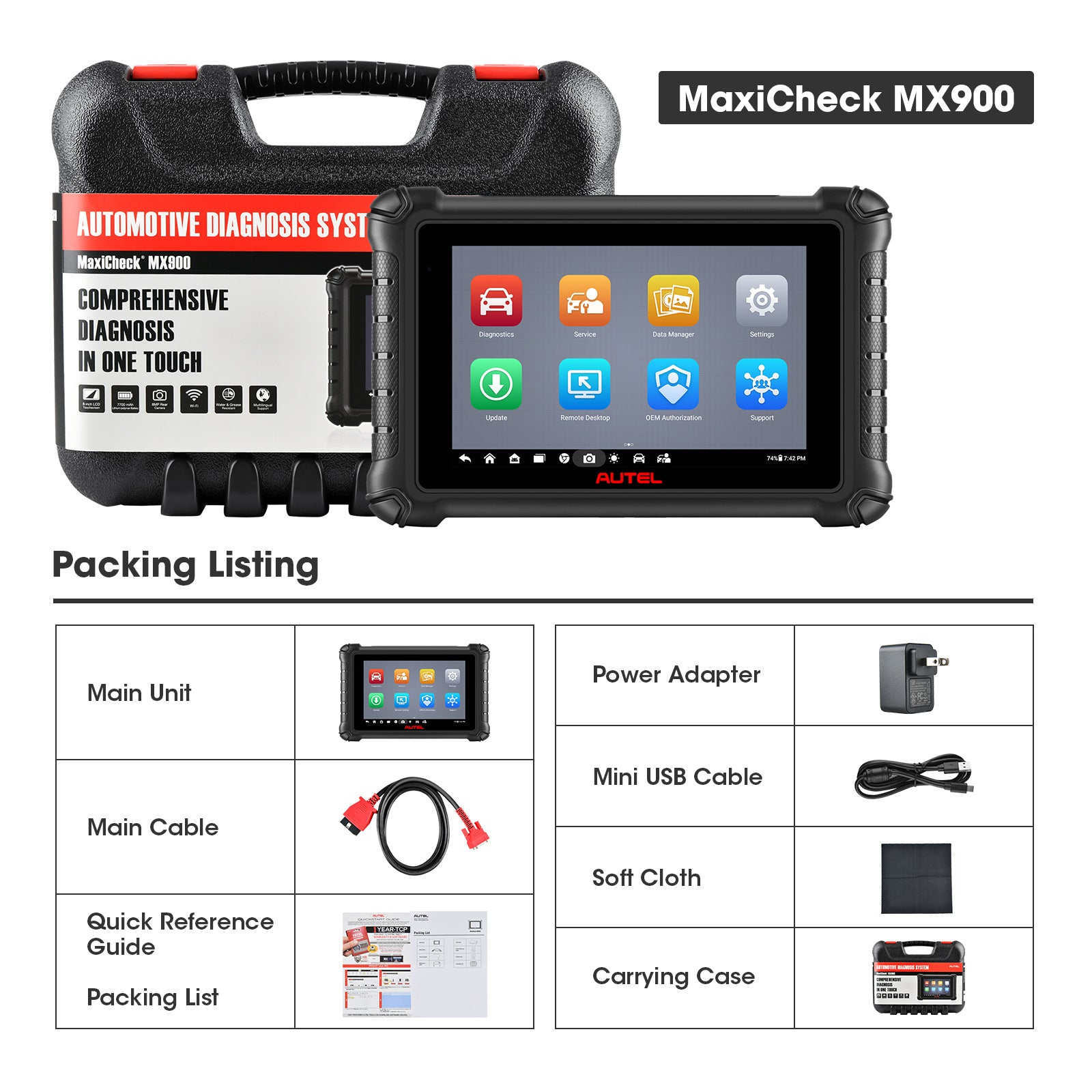 (US Ship)AUTEL MaxiCheck MX900 All Systems Diagnostics and Service Tablet Support DoIP & CAN FD, AutoVIN