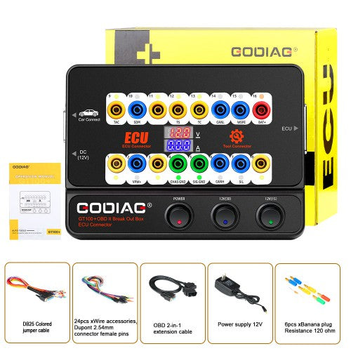 (US Ship)GODIAG GT100+ GT100 Pro OBDII Breakout Box ECU Bench Connector Adds Electronic Current Display and CANBUS Protocol