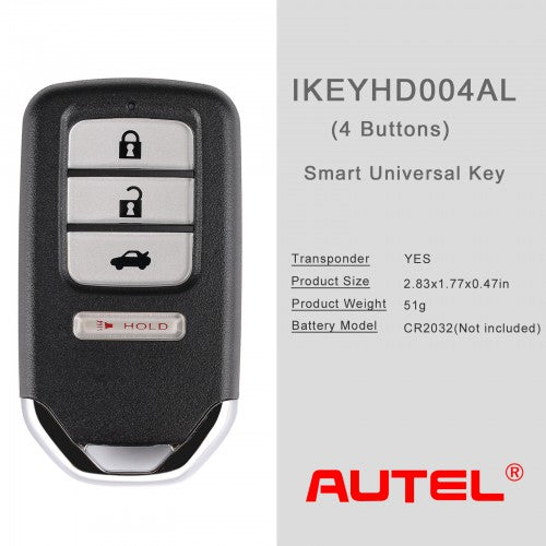 AUTEL IKEYHD004AL 4 Buttons Smart Universal Key for Honda 5pcs/lot