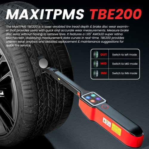 Autel MaxiTPMS TBE200E Tire Brake Examiner TBE200(E) Laser Tire Tread Depth & Brake Disc Examiner 2 in 1 Tester Work with ITS600E Ship from US