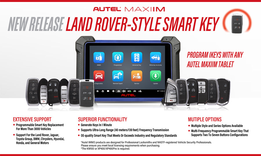 Autel IKEYLR005AL Land Rover Style Smart Key 315/433 MHz 5 Buttons