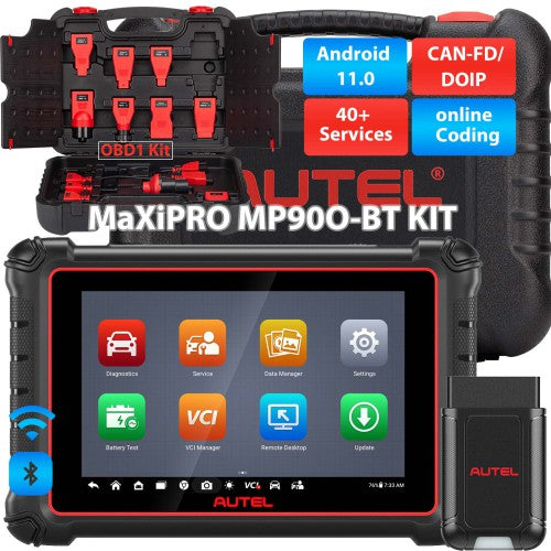 Autel MaxiPRO MP900-BT KIT Update of MP900Z-BT Supports DoIP CAN-FD, 40+ Services, ECU Coding, 11 PCS OBD1 Cable, FCA Autoauth