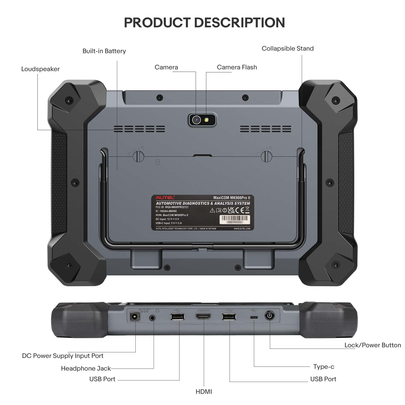 (US Ship)Autel MaxiCOM MK908 Pro II MK908P II Automotive Diagnostic Tablet J2534 Reprogramming Tool Support SCAN VIN and Pre&Post Scan Upgraded of Autel MK908PRO from US Local Distributor