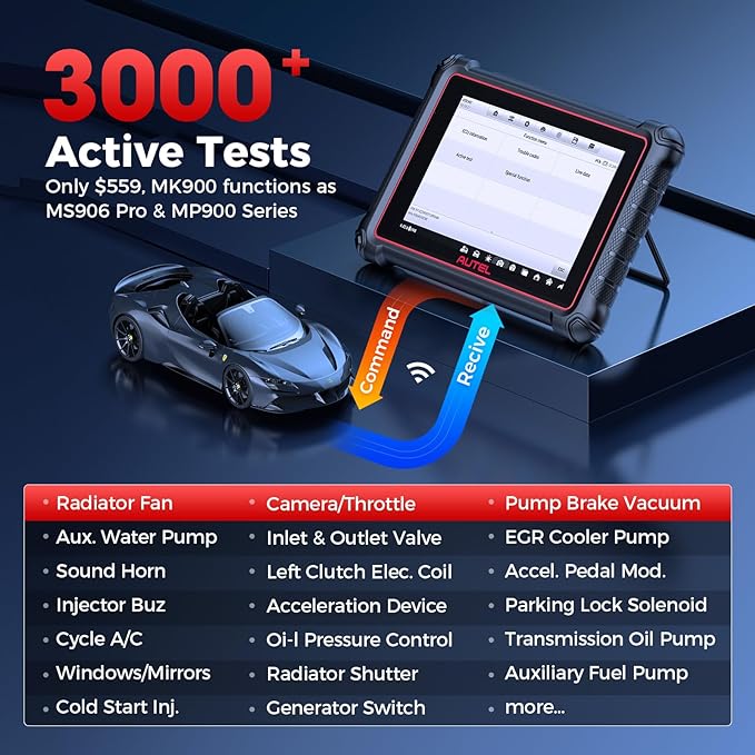 Autel Scanner MaxiCOM MK900 Update of MK808S, MK808BT PRO w/ 40+ Service, 3000+ Active Tests, All System Diagnose, FCA Autoauth & SGW, No-IP Limited Ver. of MaxiCheck MX808S, MX900 OBD2 Tool