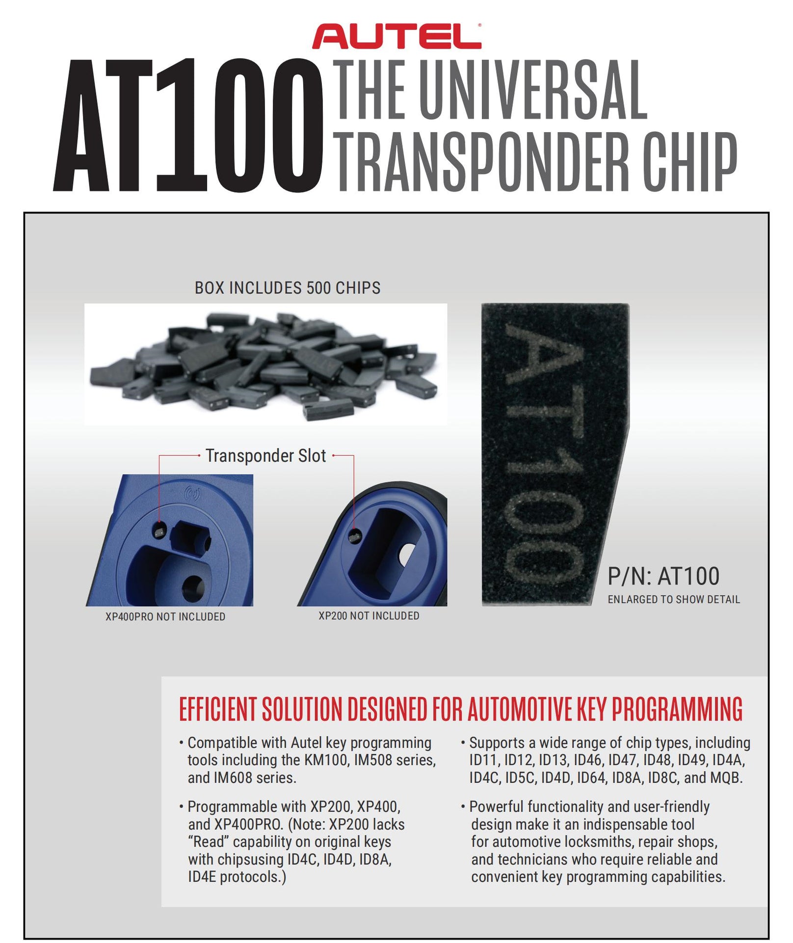2025 AUTEL AT100 Super Transponder Chip for IM508 IM608 KM100 OTOFIX I
