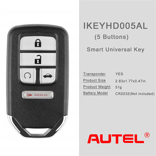 AUTEL IKEYHD005AL Honda 5 Buttons Universal Smart Key