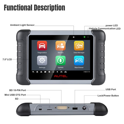 (US Ship)Autel MaxiCOM MK808Z Bidirectional Diagnostic Scanner Same as MaxiCheck MX808, 40+ Service, All/Full System Diagnosis, Injector Coding/EPB/BMS/SAS