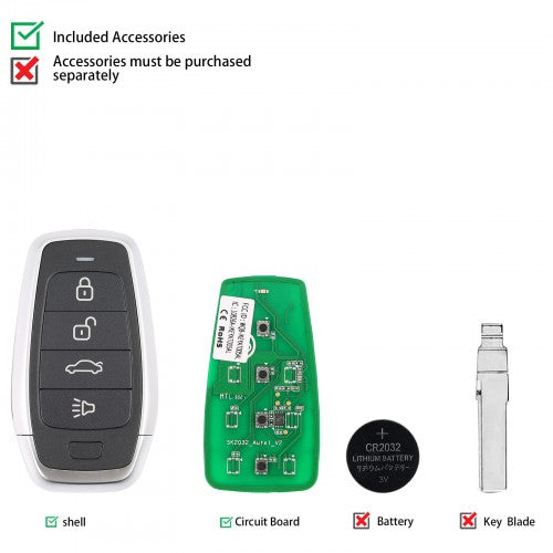 AUTEL MAXIIM IKEY Standard Style IKEYAT004CL 4 Buttons Independent Smart Key (Panic/ Trunk) 5pcs/lot