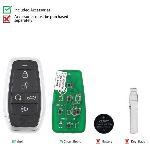 AUTEL IKEYAT005BL Independent 5 Buttons Universal Smart Key Remote Start / Trunk 5pcs/lot