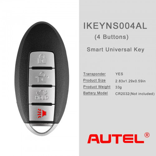 AUTEL IKEYNS004AL Nissan 4 Buttons Universal Smart Key (Trunk/ Panic) 5pcs/lot