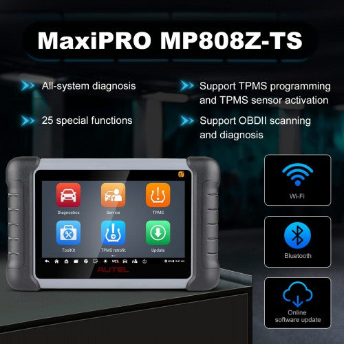 [2 Years Free Update]Autel MaxiPRO MP808TS MP808Z-TS TPMS Relearn Tool with Complete TPMS and Sensor Programming Full System Diagnose Support 30+ Special Functions Ship from US