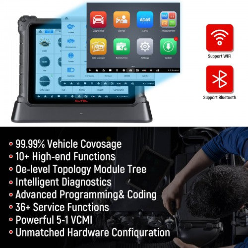 (US Ship)Autel Maxisys Ultra Diagnostic Tablet with 5-in-1 VCMI 36+ Service Functions Diagnostics Ecu programming & Coding Plus Autel MaxiBAS BT506