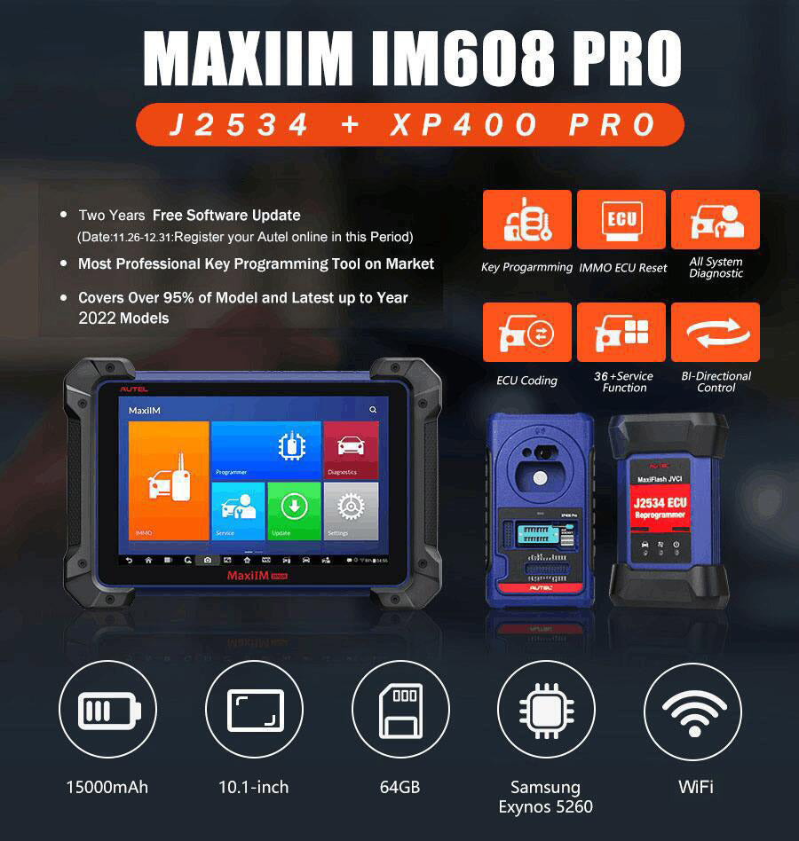 [2 Years Free Update] Autel MaxiIM IM608 Pro with XP400 Pro Top IMMO Key Programming Tool with OE All Systems Diagnosis ECU Coding Bi-Directional Diagnostic Tool & 37+ Service  Ship from US Distributor