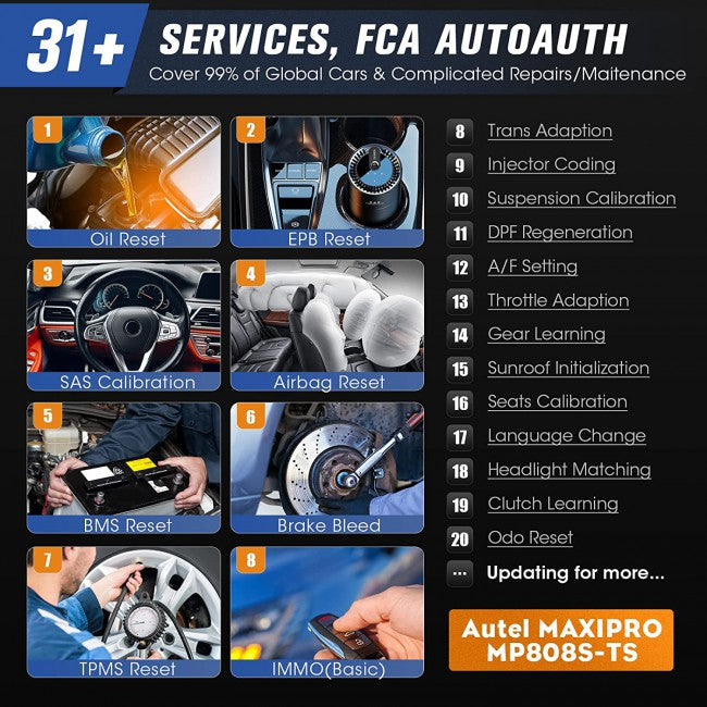 (US Ship)[2 Years Free Update]Autel MaxiPRO MP808TS MP808S-TS MP808Z-TS TPMS Relearn Tool with Complete TPMS and Sensor Programming Full System Diagnose Support 30+ Special Functions