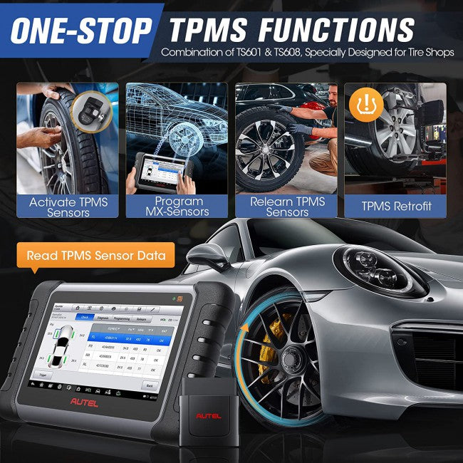 (US Ship)[2 Years Free Update]Autel MaxiPRO MP808TS MP808S-TS MP808Z-TS TPMS Relearn Tool with Complete TPMS and Sensor Programming Full System Diagnose Support 30+ Special Functions